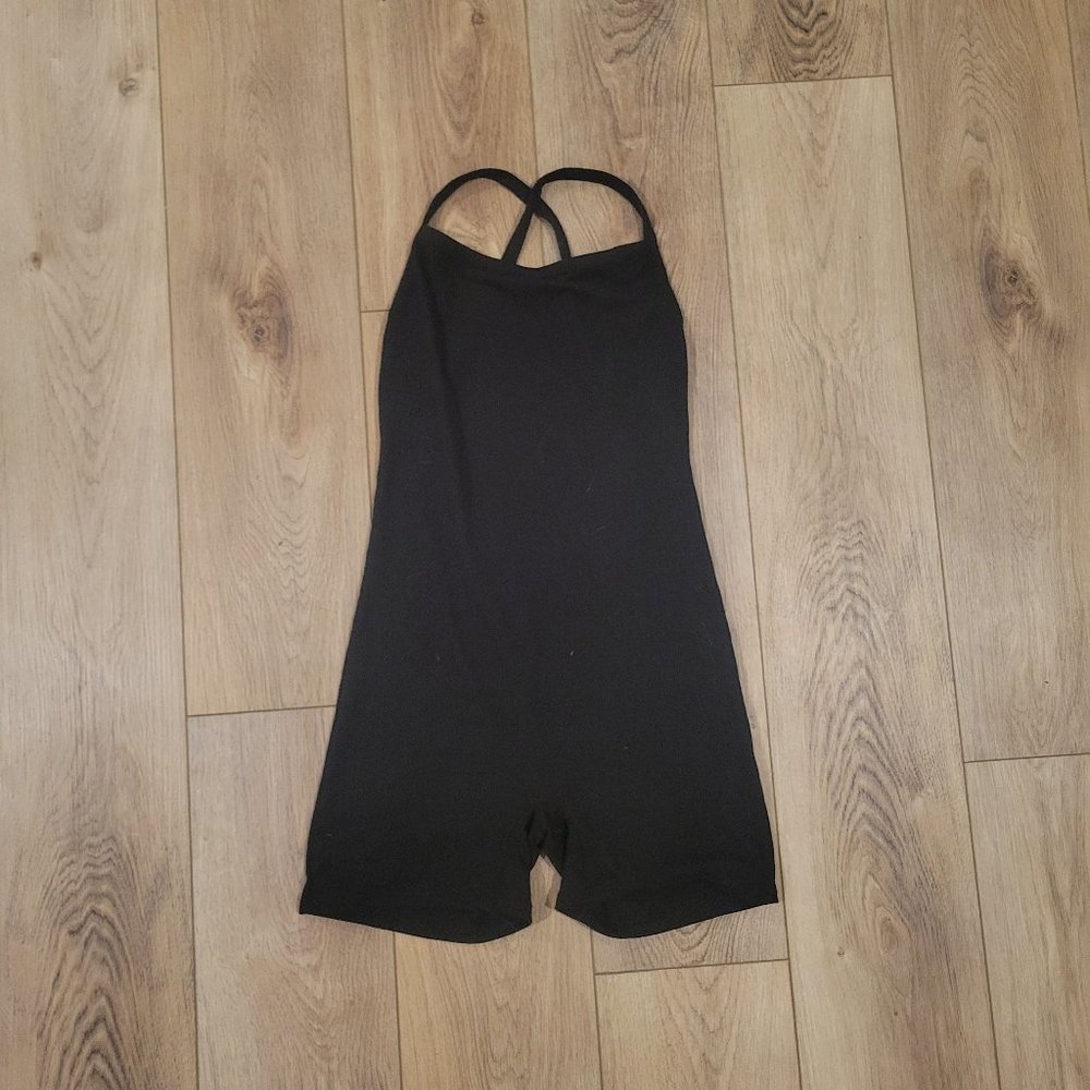 Crossback Ribbed Black Romper Shorts Jumper